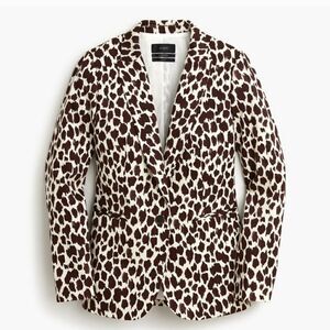 J. Crew Parke Blazer In Giraffe Printed Bi-stretch Cotton in Brown Sz 0 NWT